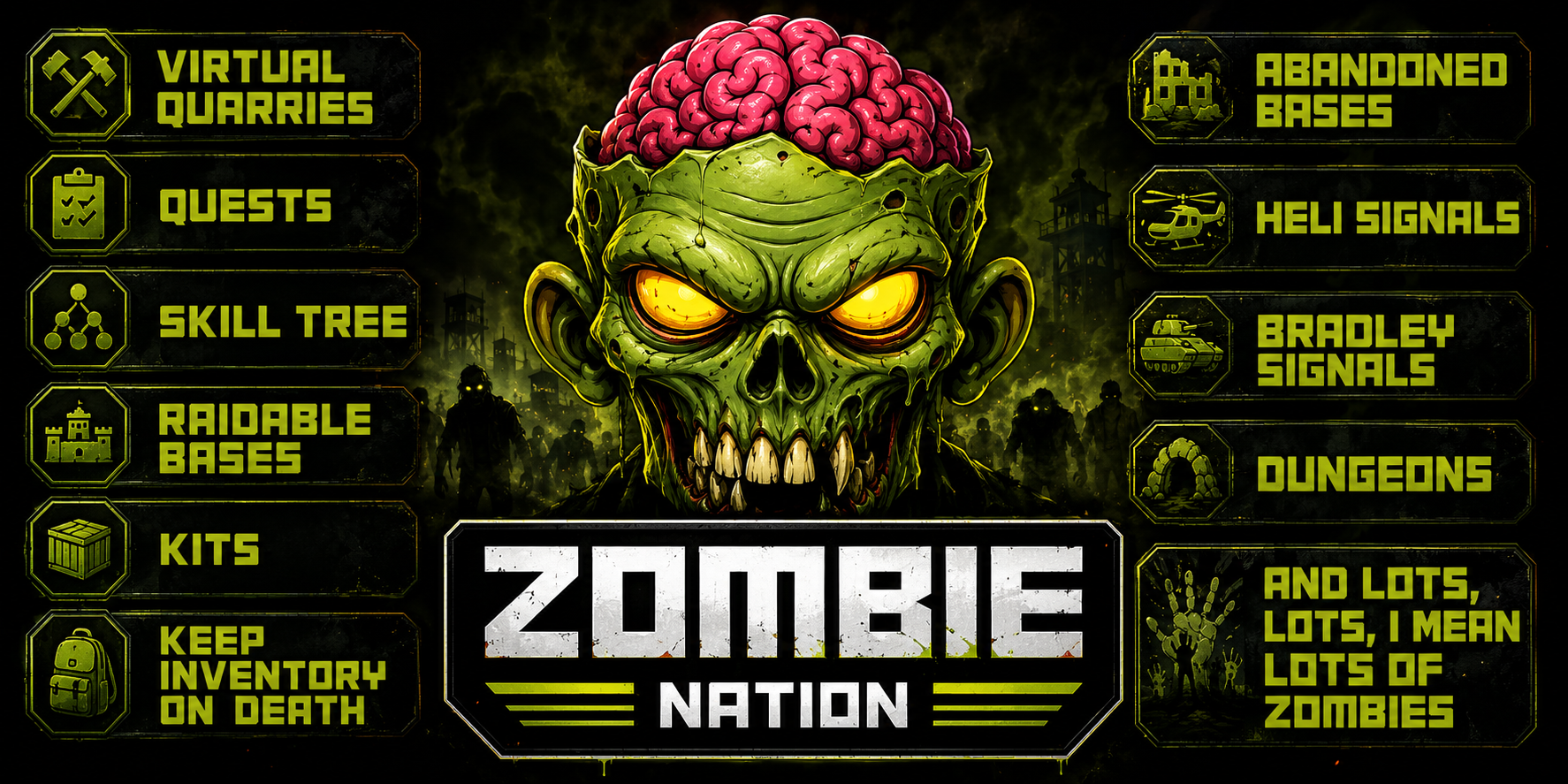 [EU] Zombie Nation PVE|Quests|Skill Tree|Virtual Quarries|Zombi
