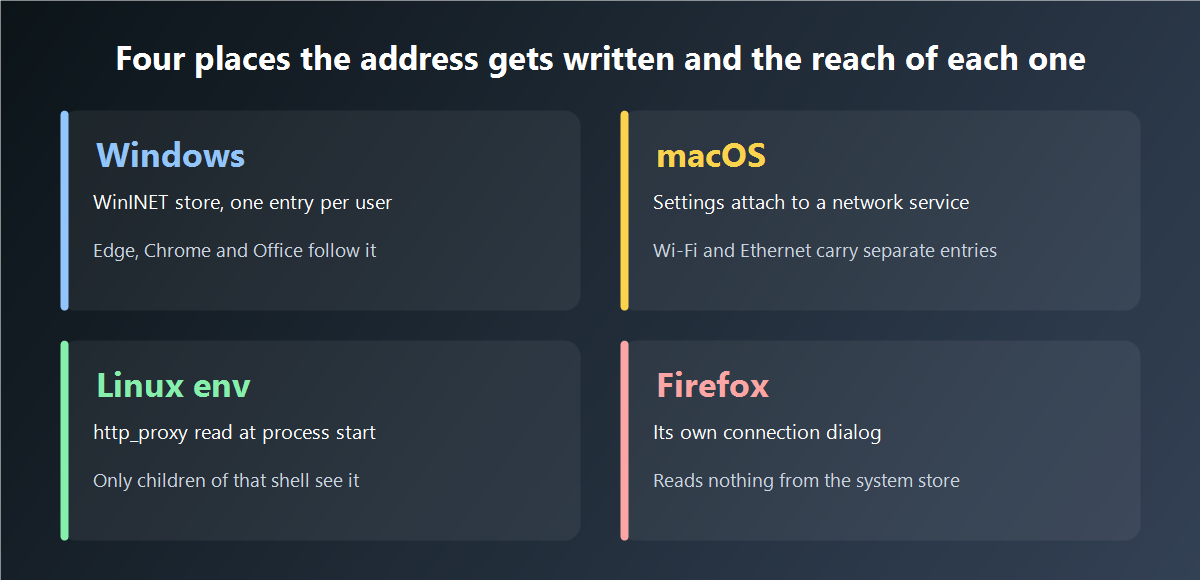 Four places a proxy address is written and how far each entry reaches