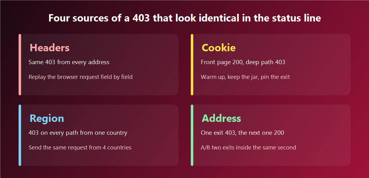 Four sources of a 403 Forbidden that look identical in the status line