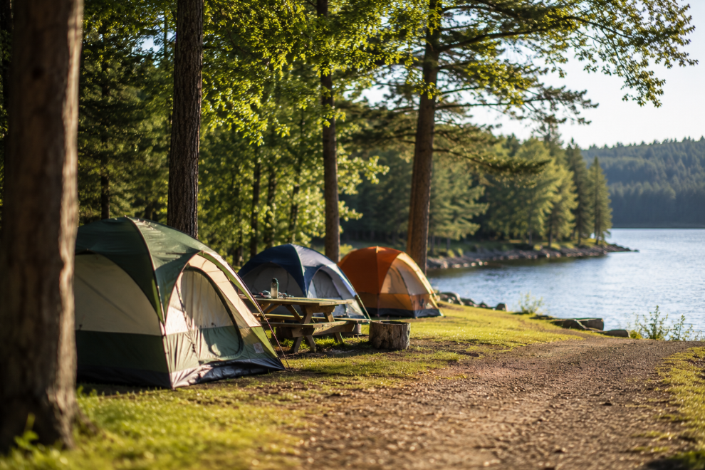 Campground guests enjoying the outdoors and campground experience